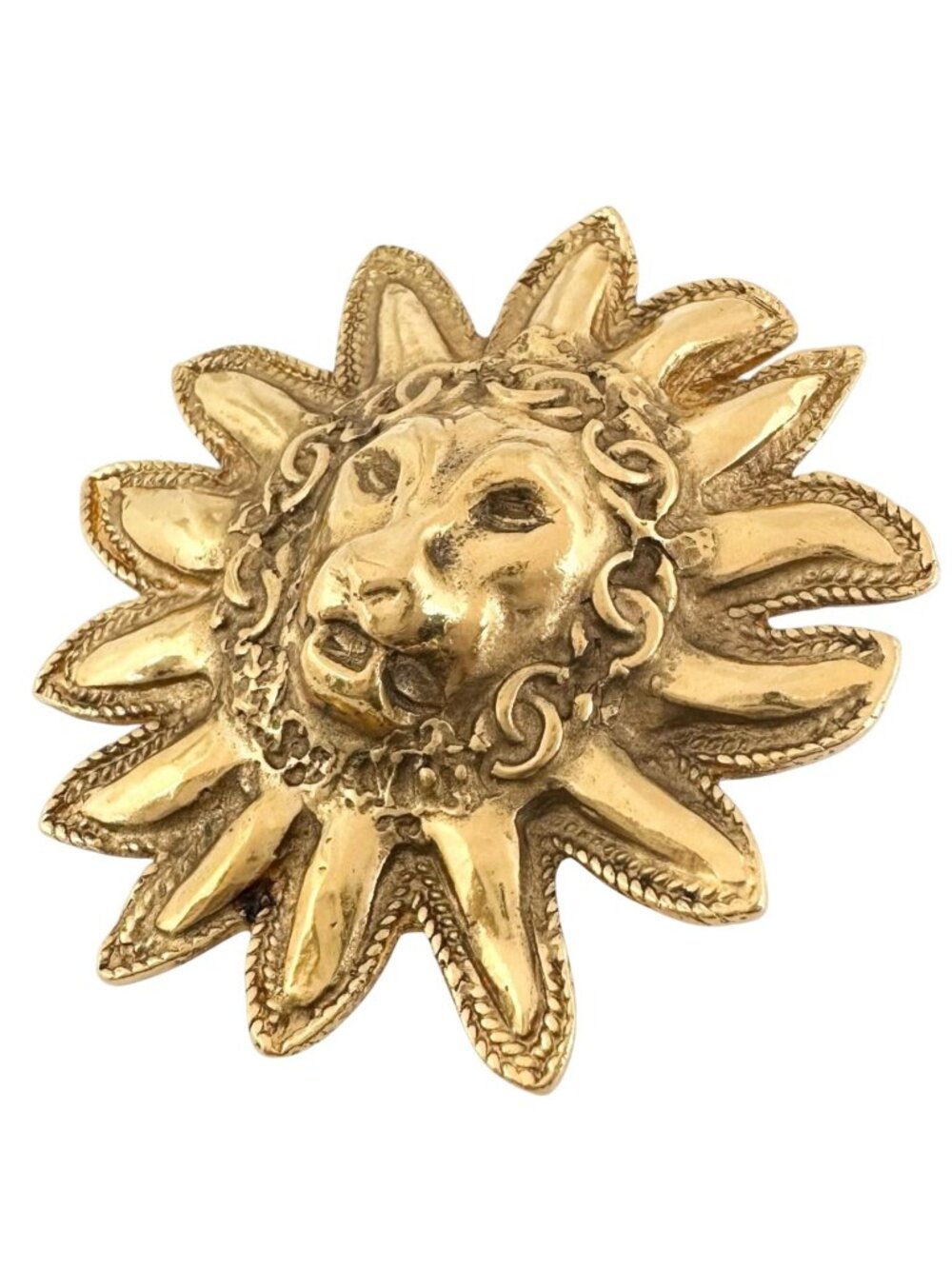 Chanel Lion Motif Gold Plated Brooch